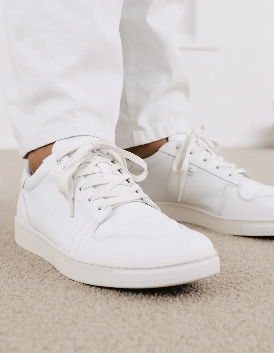 Lässige weiße Leder Sneaker mit Schnürsenkeln