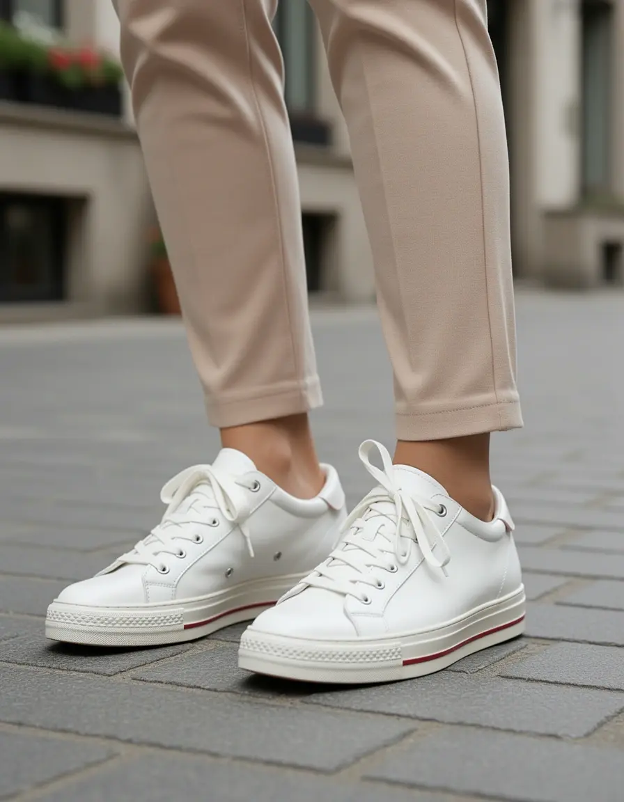 Retro weiße Leder Sneaker für Damen
