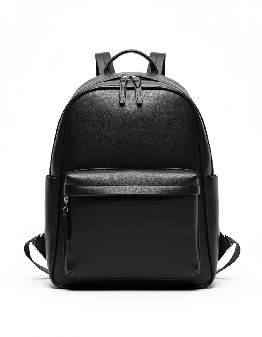 Schwarzer Ledertasche Herren Rucksack mit stabilen Riemen
