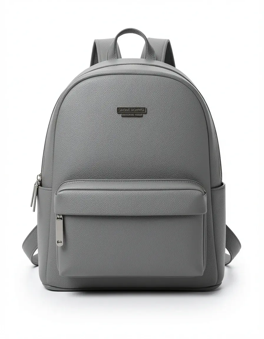 Stilvoller grauer Lederrucksack für Damen mit minimalistischem Design