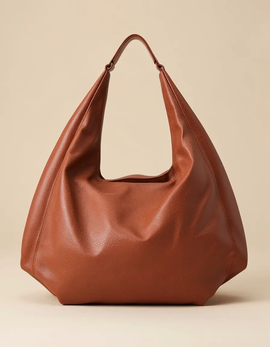 Lässige dunkelbraune Hobo-Bag aus weichem Leder