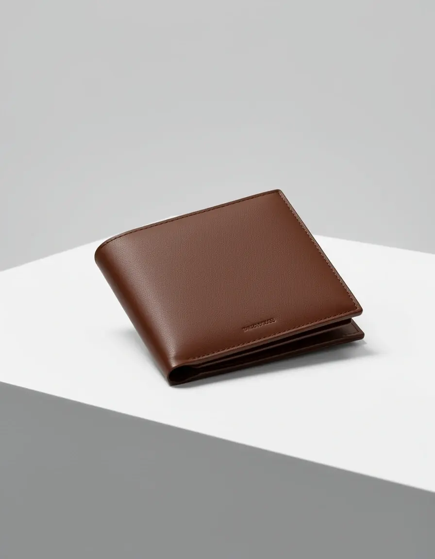 Schlankes braunes Lederportemonnaie minimalistisches Design