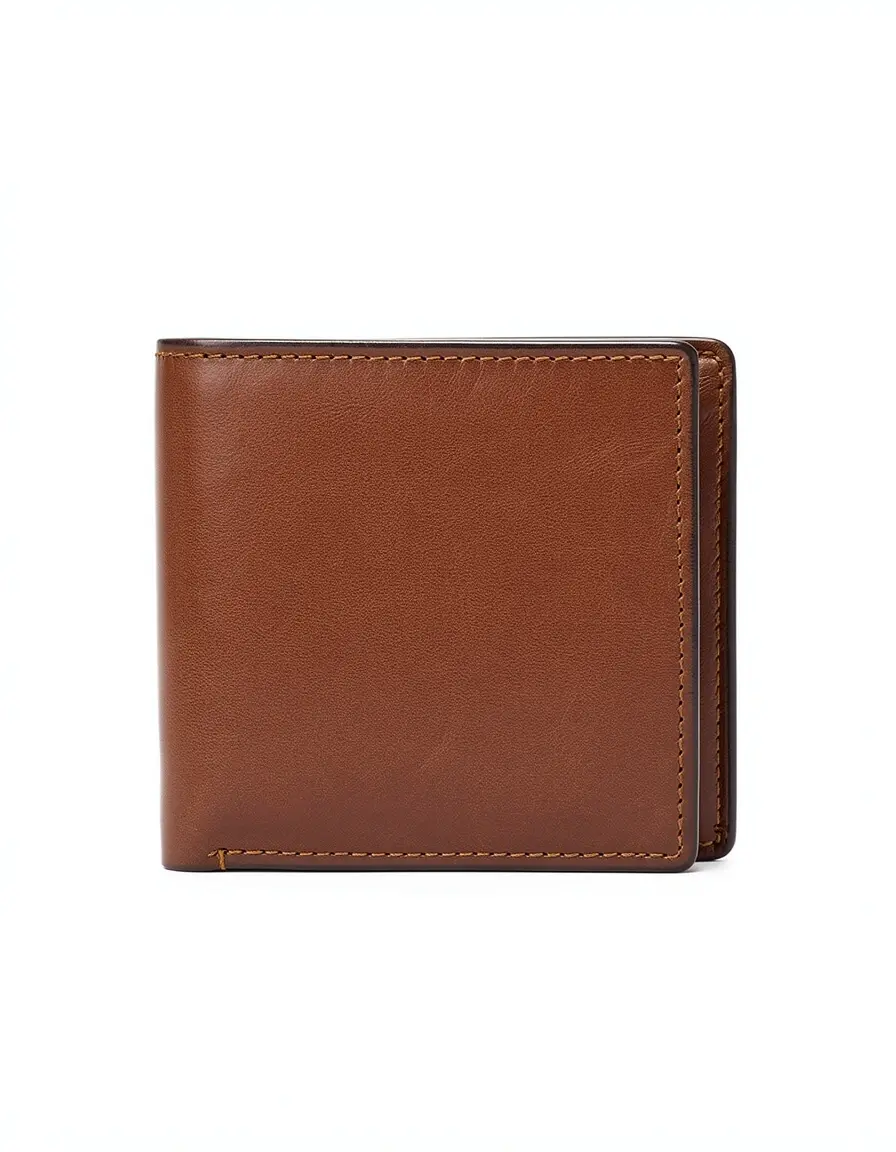 Klassisches braunes Klapp-Portemonnaie aus Leder für Herren