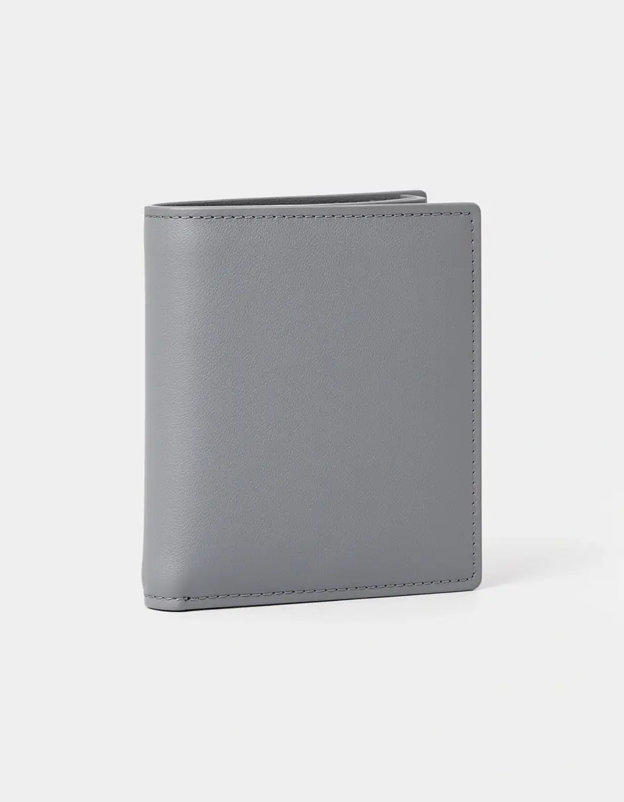 Schlankes graues minimalistisches Lederwallet für Männer