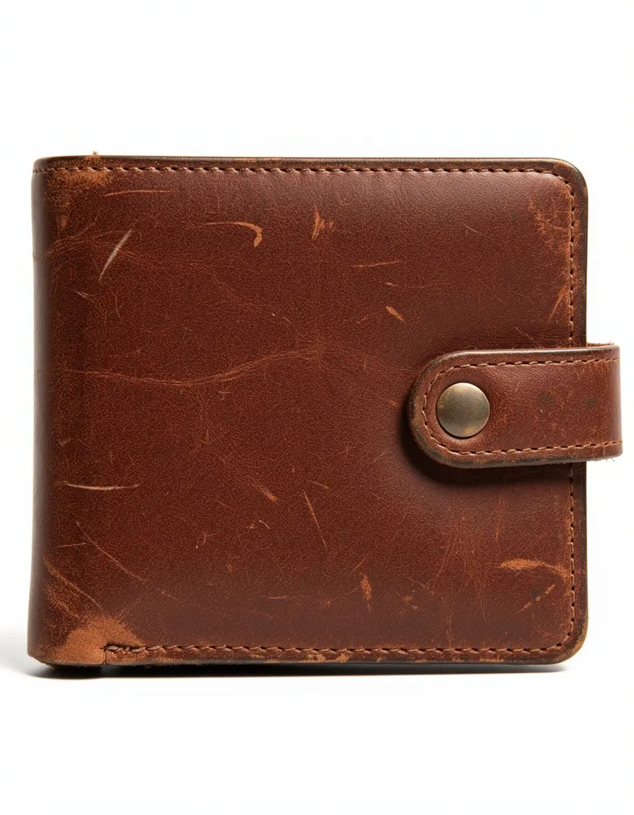 Vintage braunes Lederportemonnaie mit rustikalem Look