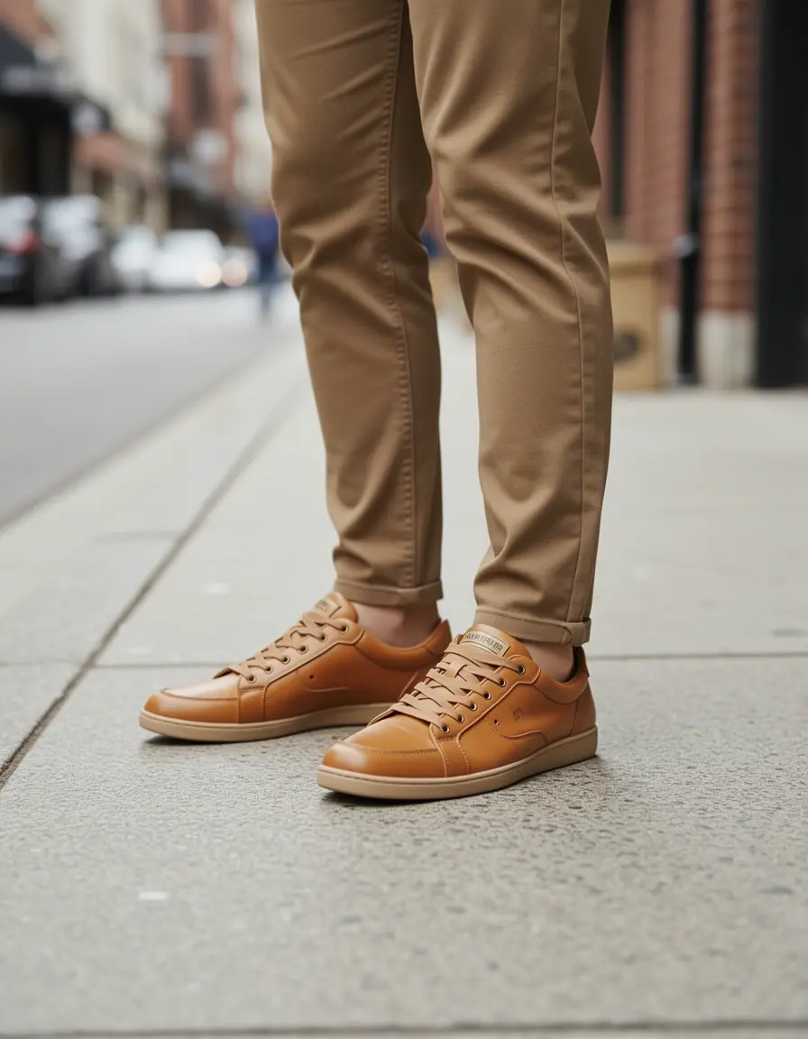 Lässige braune Leder-Sneaker für Herren Alltagsschuhe