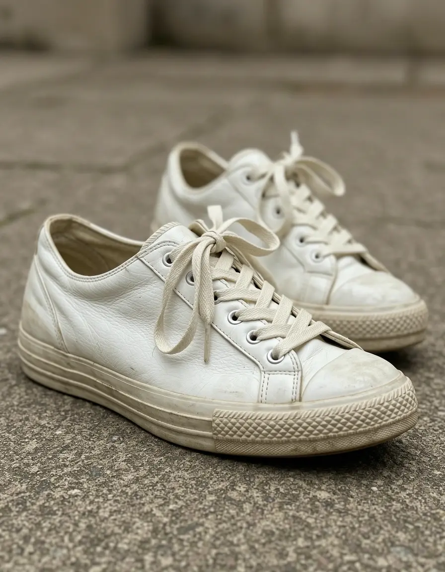 Vintage Leder Sneaker in Weiß für Damen