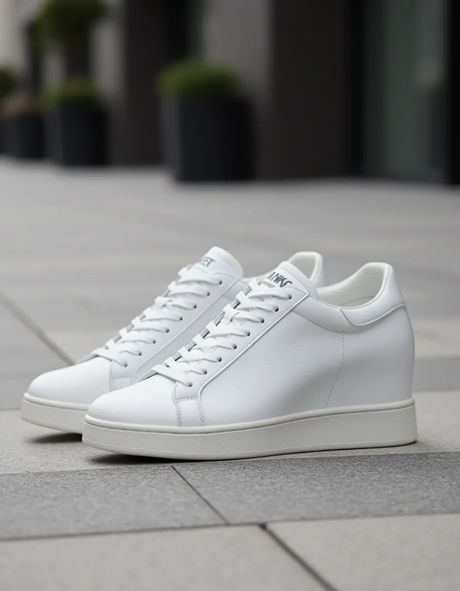Weiße Keilabsatz Sneaker aus Leder