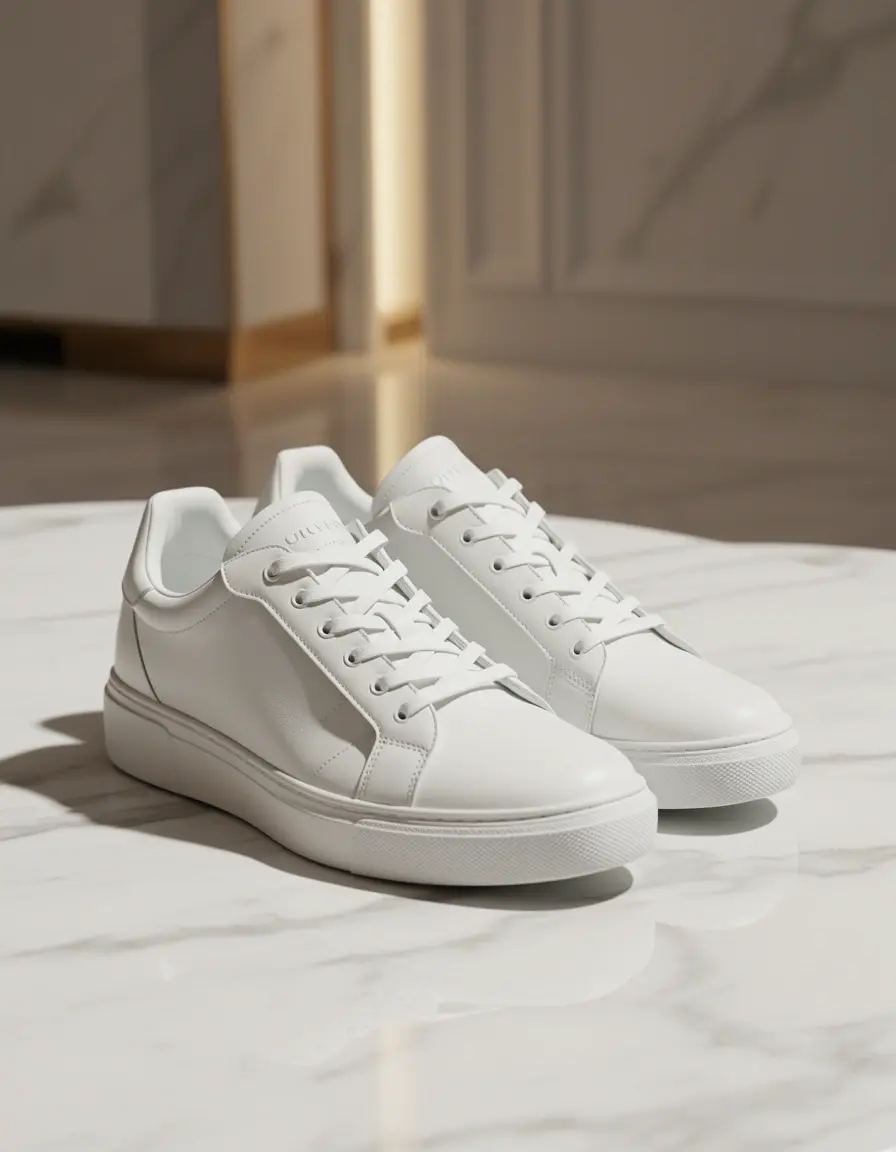 Luxuriöse weiße Leder Sneaker für Damen
