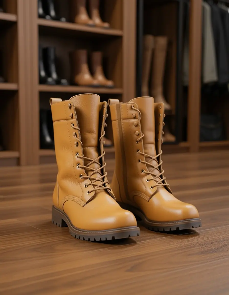 Robuste Combat Stiefel Herren Leder in Tan für Outdoor Aktivitäten