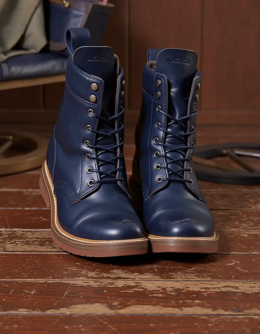 Dunkelblaue Work Stiefel Herren Leder für harte Einsätze und Alltag