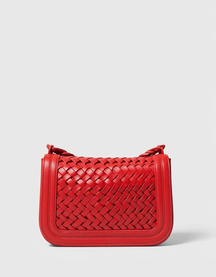 Rote Lederhandtasche mit Kettenriemen