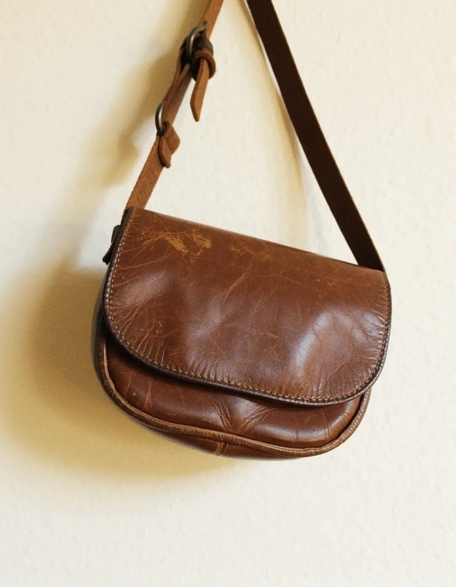 Vintage braune Lederumhängetasche mit Charakter