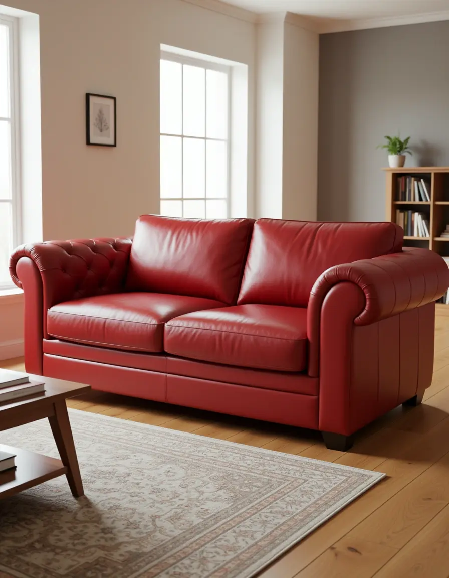 Rotes PU Leder Sofa im modernen Design