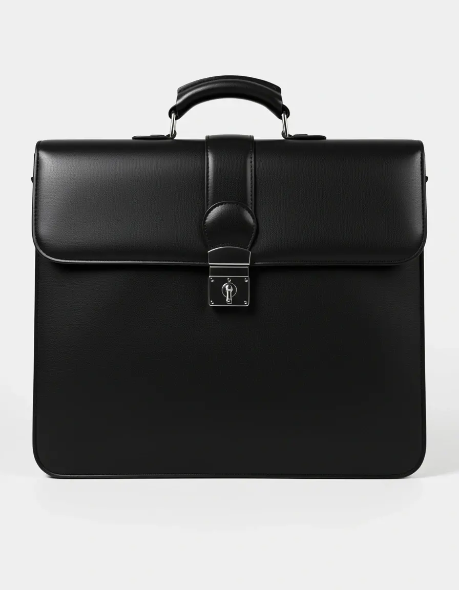 Schwarze Herren Aktentasche Leder mit Schloss für Business