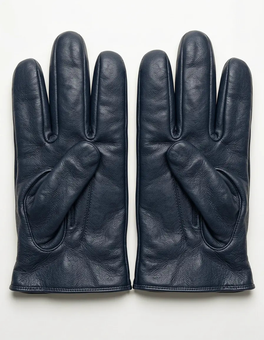 Dunkelblaue Lederhandschuhe für reife Frauen