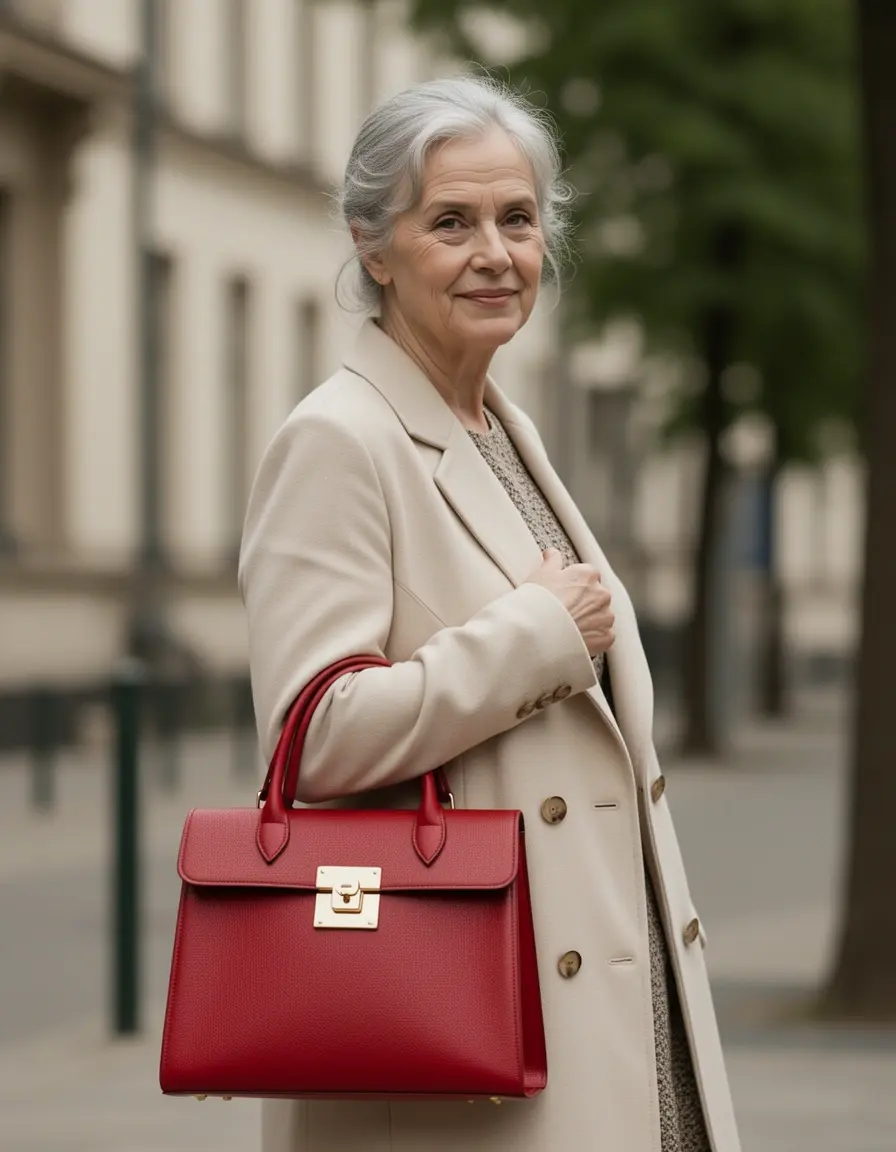 Rote Handtasche aus echtem Leder - Accessoires für reife Frauen