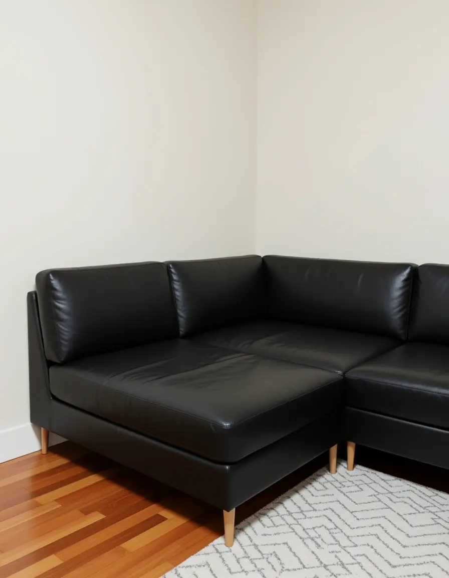 Schwarze Eckcouch aus Leder für große Wohnzimmer