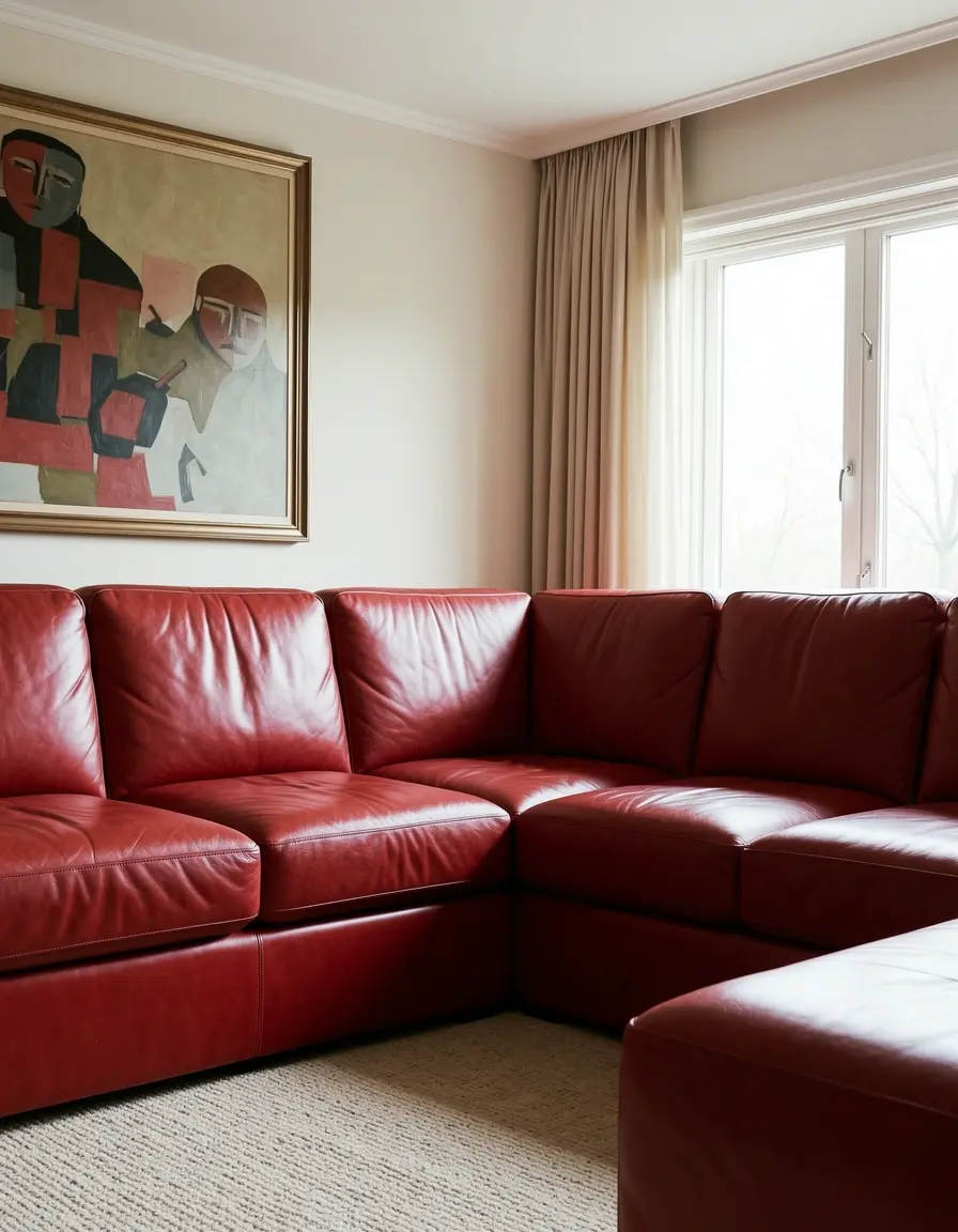Rote modulare Couch aus Leder