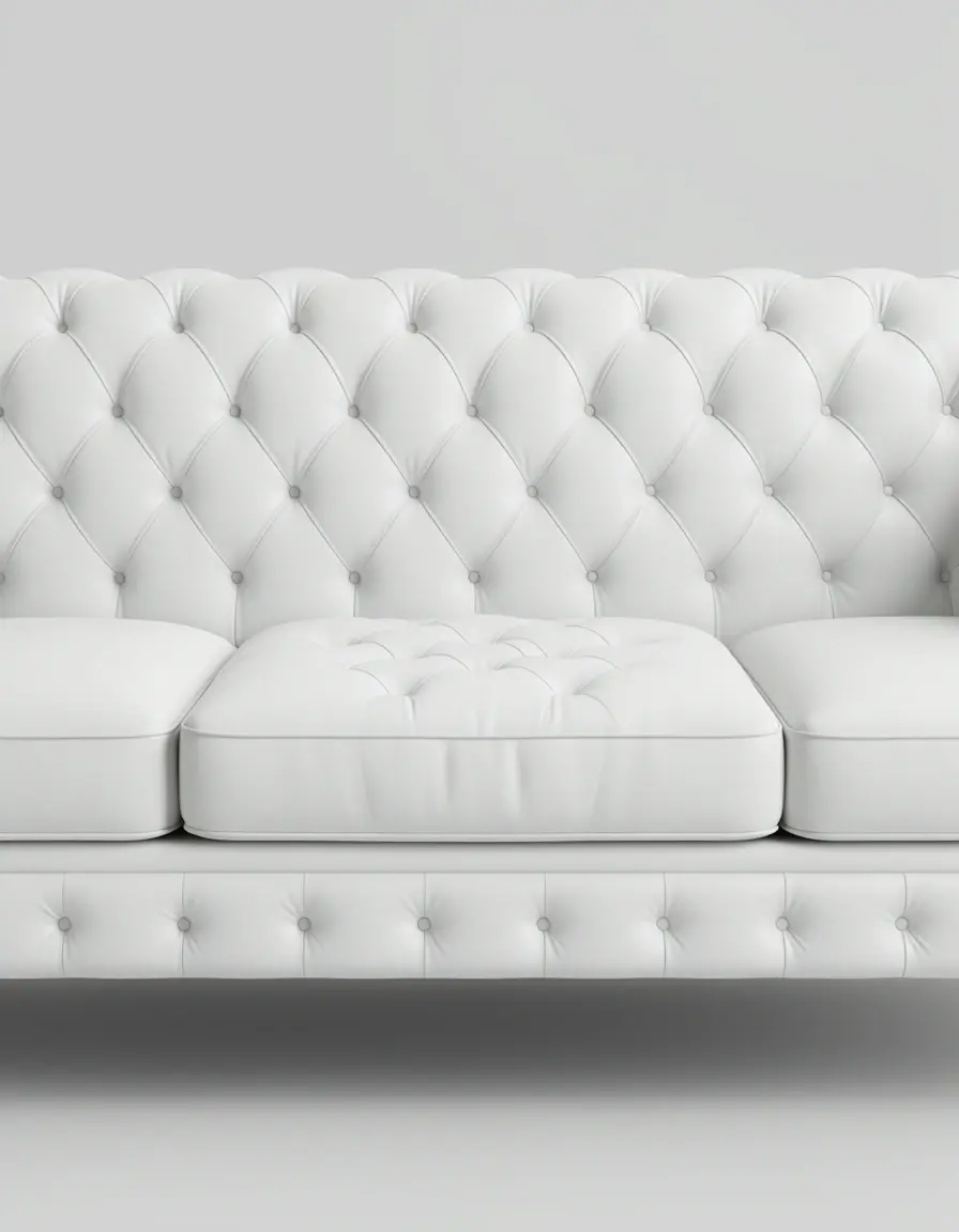 Weiße Chesterfield Couch aus Leder
