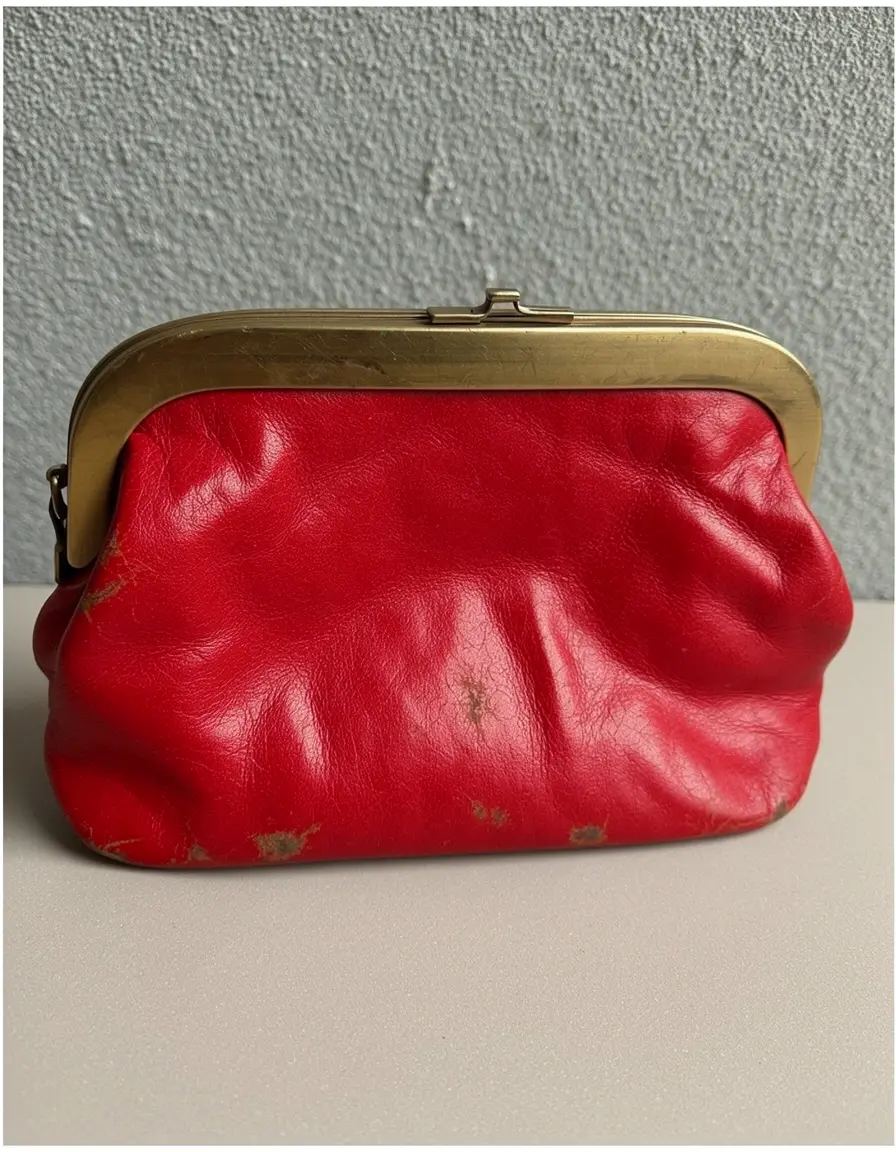 Rote Vintage Ledergeldbörse