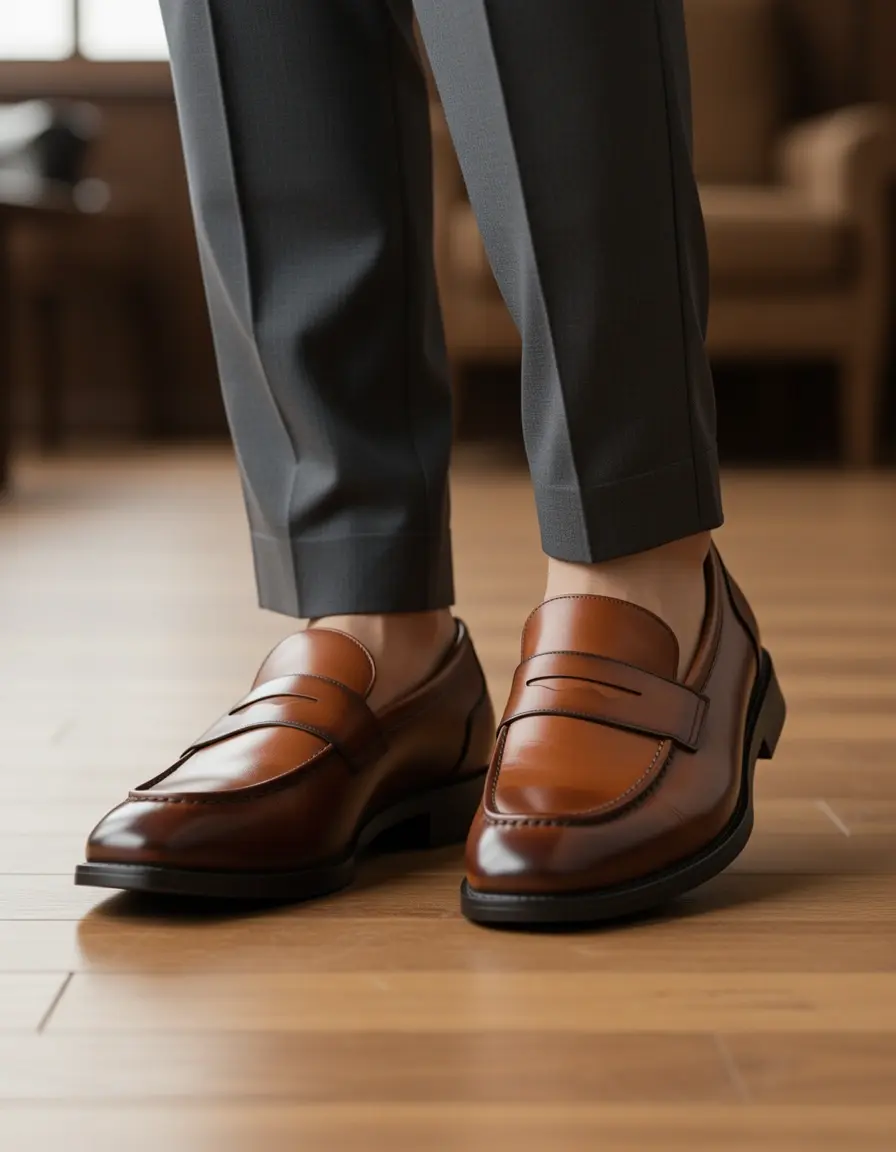 Klassische Leder-Loafer in edlem Braun