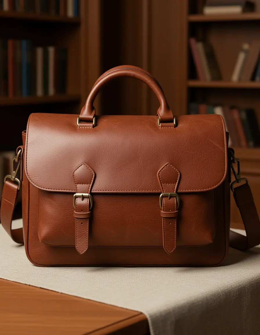 Braune Damen Leder Handtasche Satchel Stil