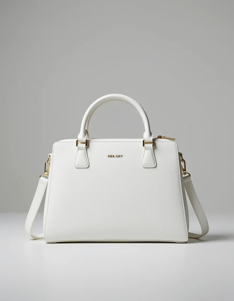 Weiße Luxus Damen Leder Handtasche Designer Look
