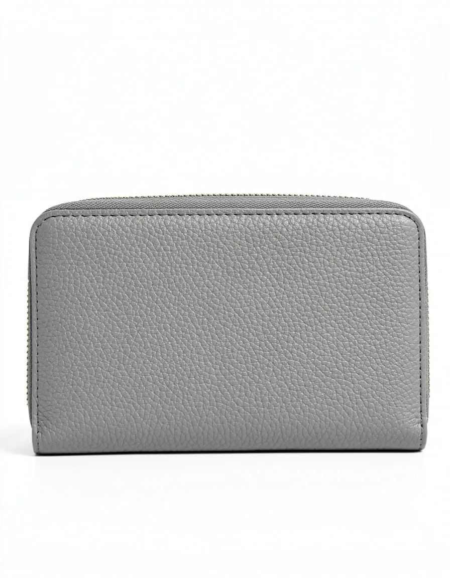 Graues Damen Leder Portemonnaie im Clutch Stil