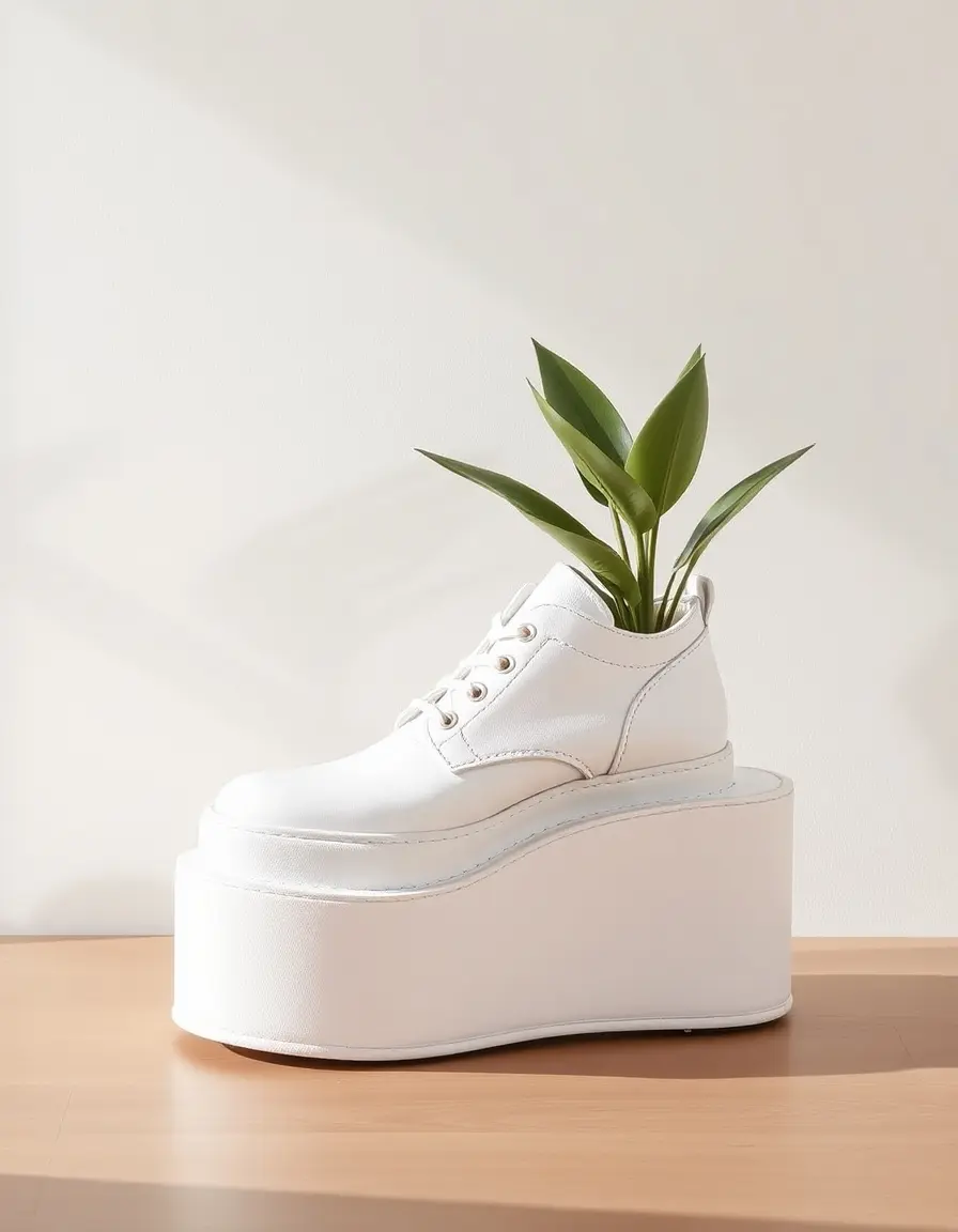Weißer Plateau Sneaker aus Leder für Damen
