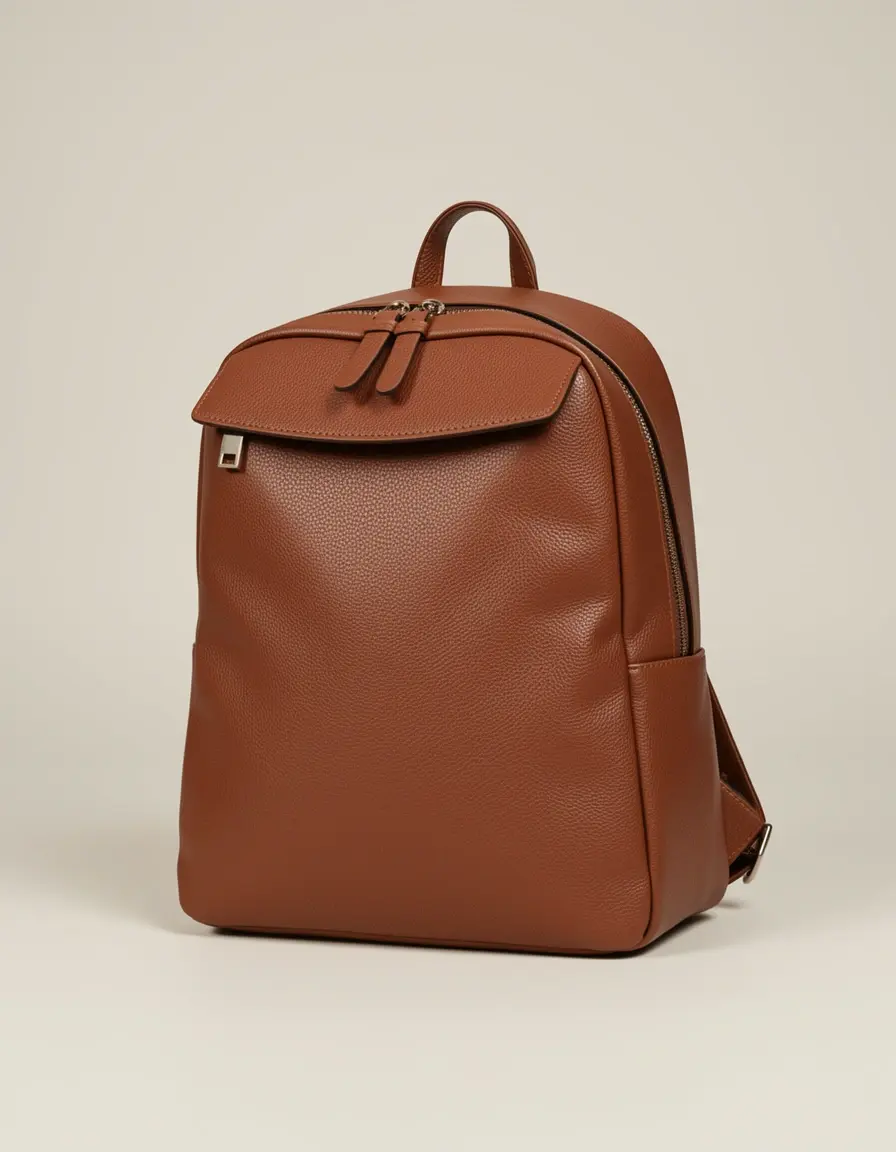 Brauner modischer Lederrucksack für Damen