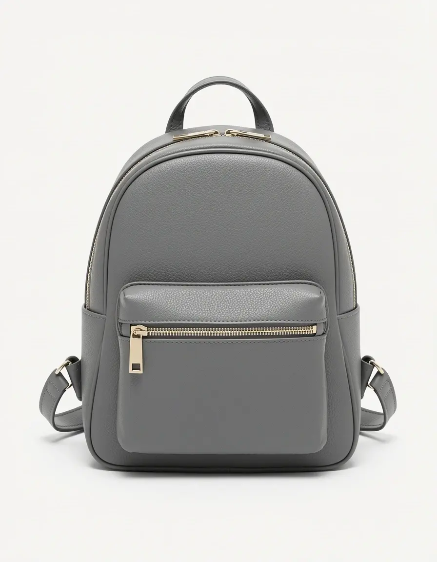 Grauer Mini Lederrucksack für Damen