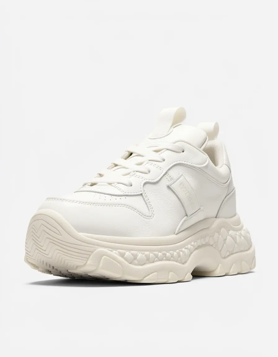 Chunky Sneaker weiß Damen Leder mit dicker Sohle