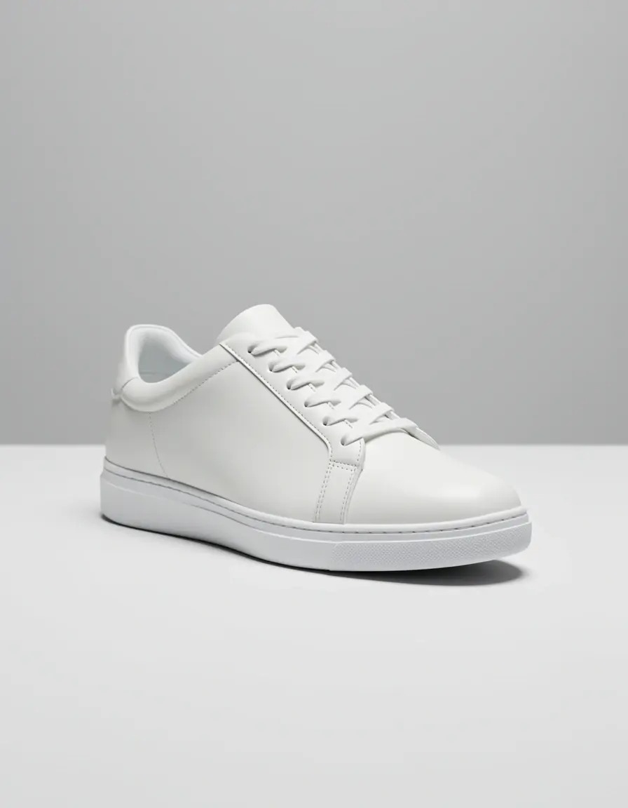 Eleganter minimalistischer Damen Sneaker aus weißem Glattleder
