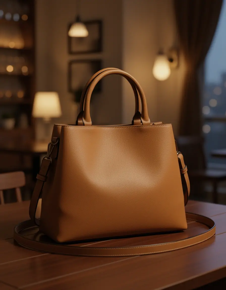 Kleine Abend-Handtasche aus Leder in Tan