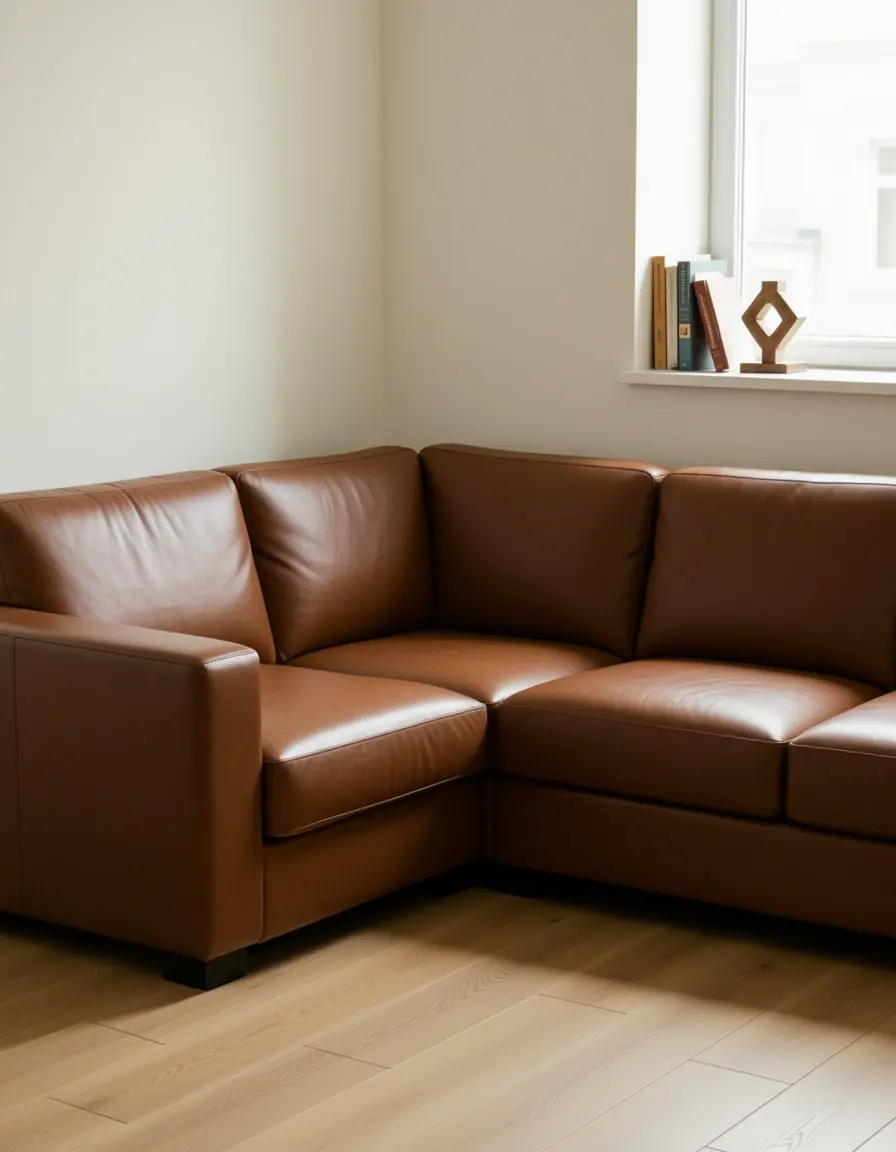 Braunes Ecksofa Leder in modernem Wohnzimmer