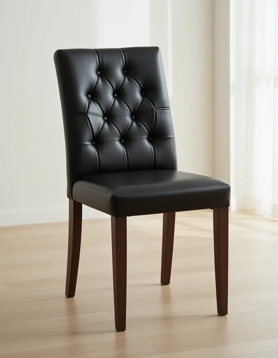 Schwarzer Esszimmerstuhl Leder elegantes Design
