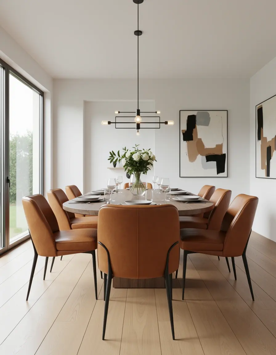 Moderner Lederstuhl Esszimmer Tan Cognac Farbe