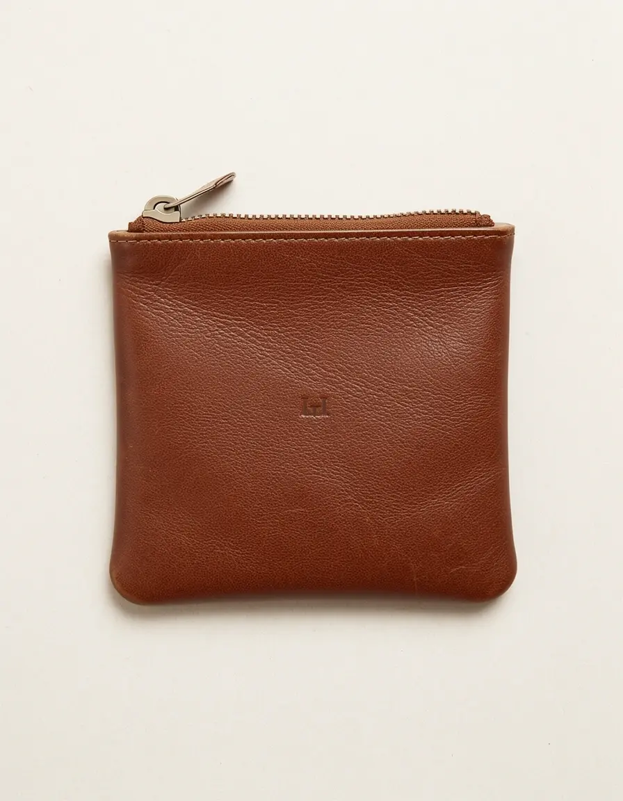 Brauner Leder Münzbeutel für Herren Vintage Stil
