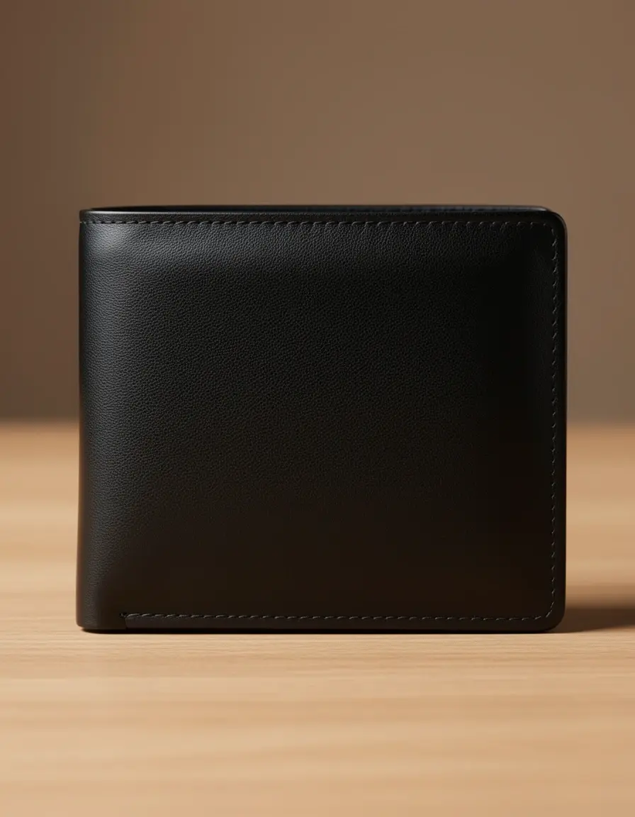 Klassische schwarze Ledergeldbörse für Herren in edlem Design