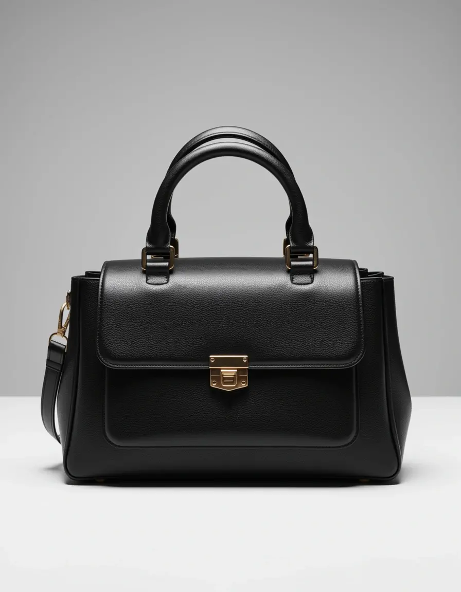 Klassische schwarze Lederhandtasche aus hochwertigem Material