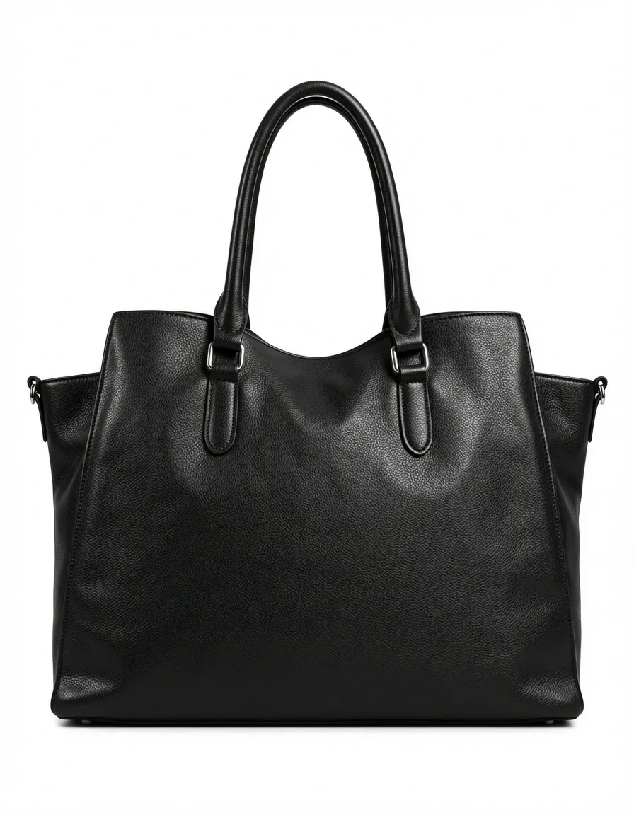 Große schwarze Lederhandtasche mit viel Stauraum