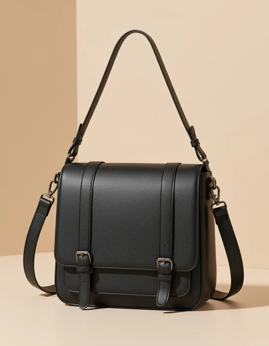 Schwarze Leder Satchel Handtasche für Damen