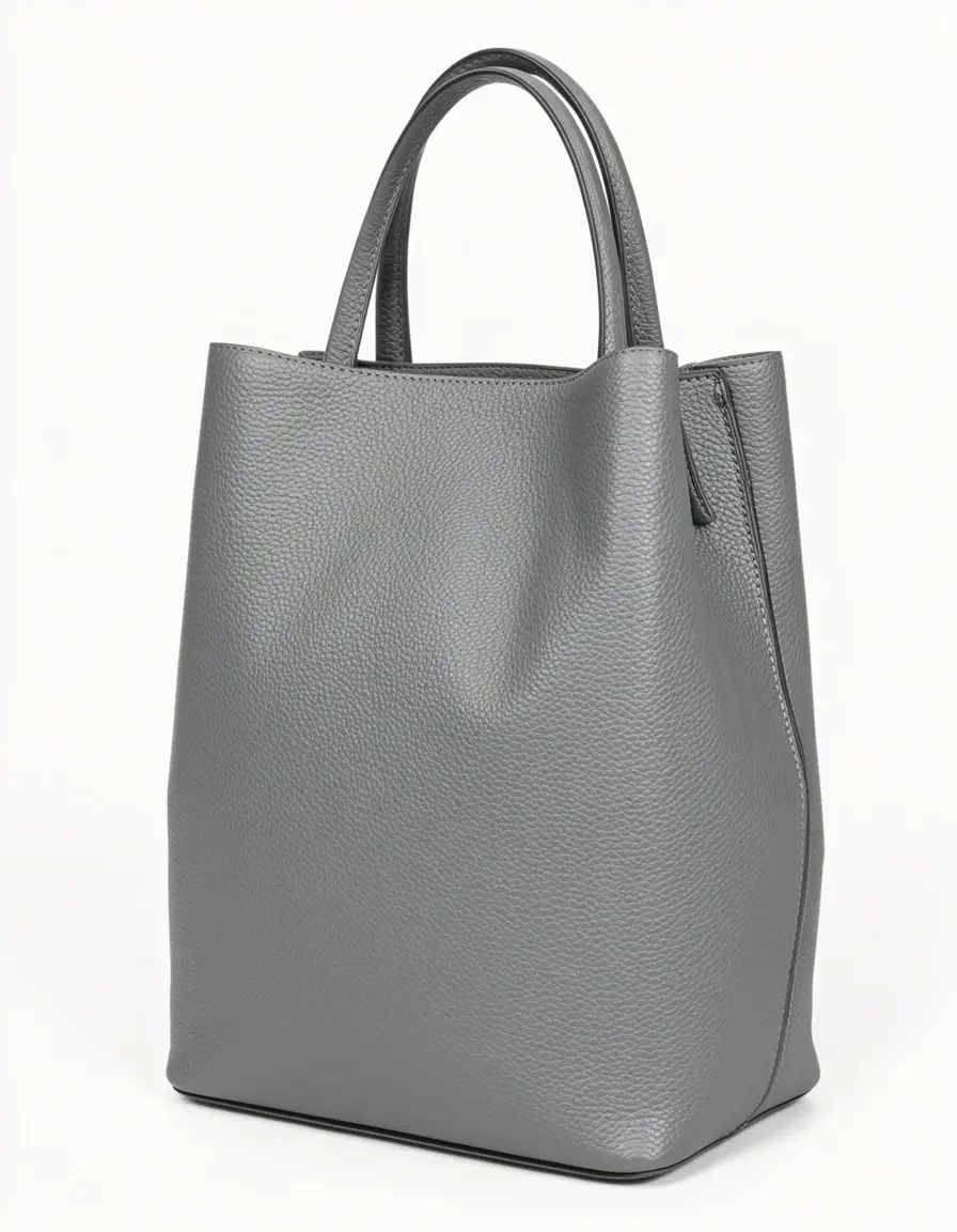 Graue Bucket Bag aus Leder