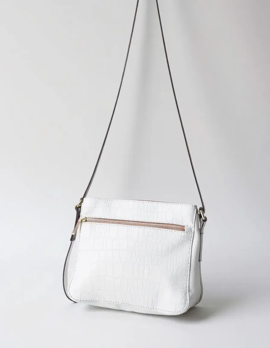 Weiße Leder Crossbody Bag