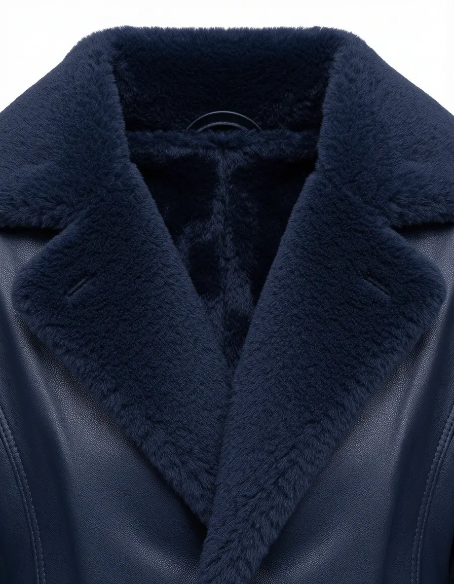 Gefütterte Hausschuhe Herren Leder navyblau