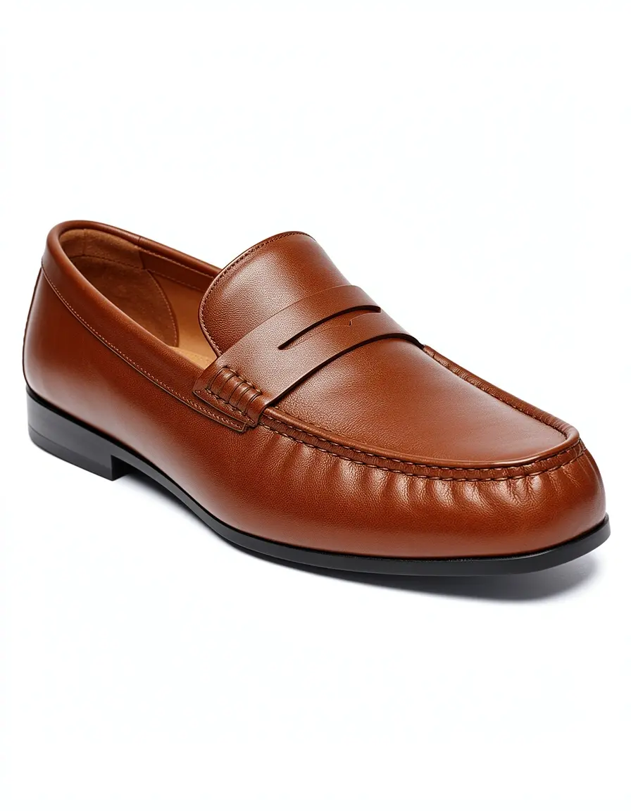 Klassische braune Leder-Slipper für Herren mit weicher Fütterung