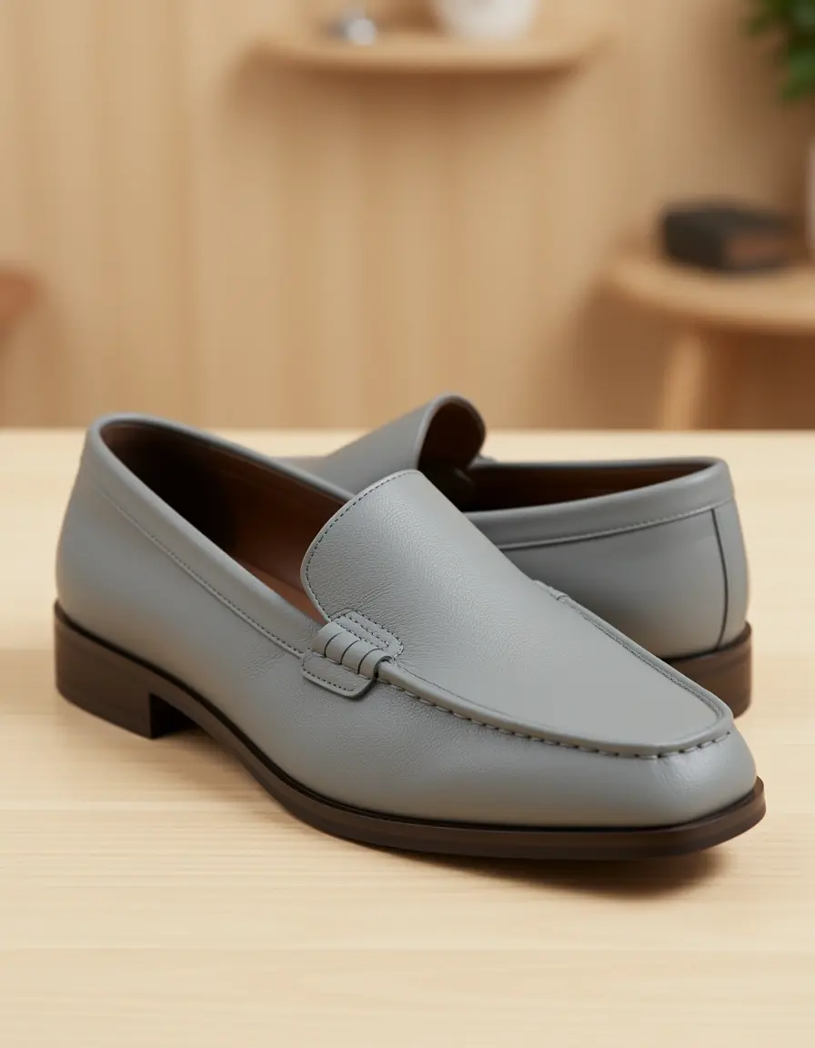 Graue Herren Loafer aus echtem Leder für maximalen Komfort