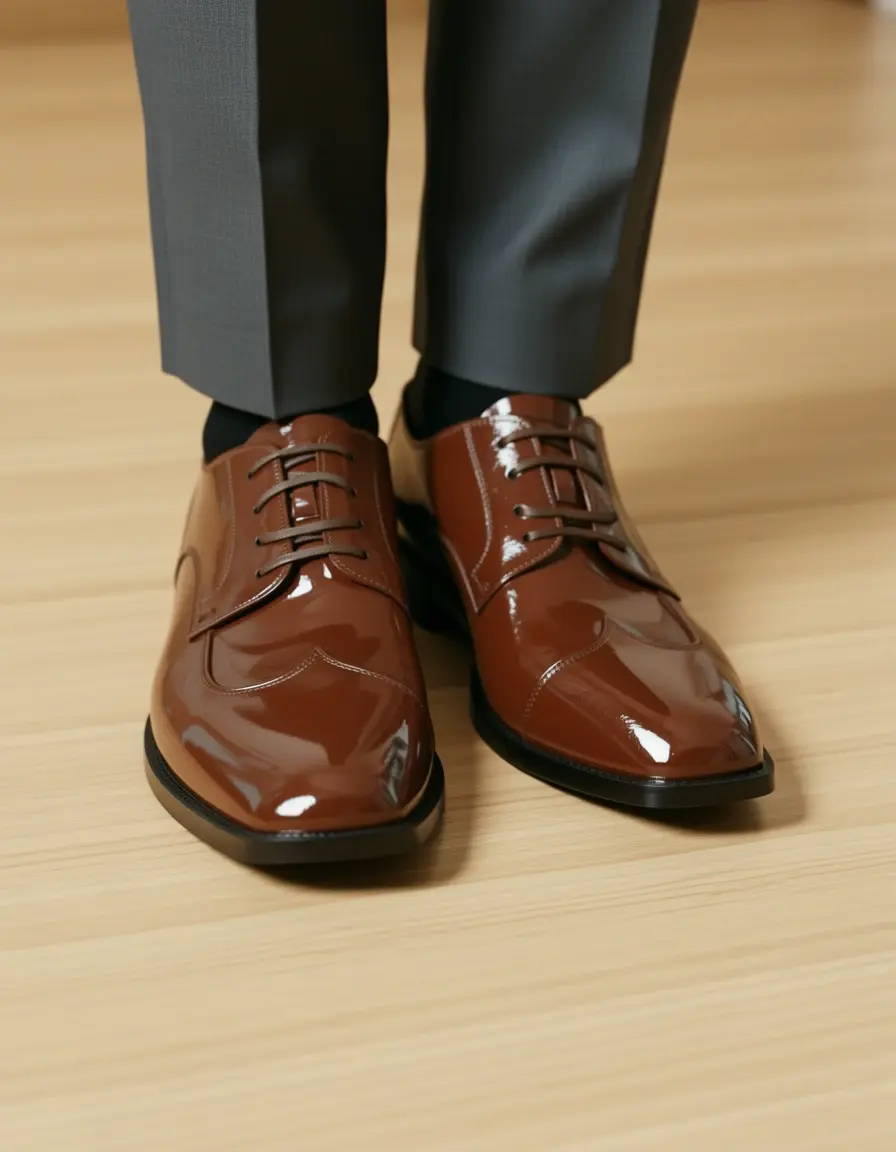 Braune Lacklederschuhe für Herren im eleganten Stil