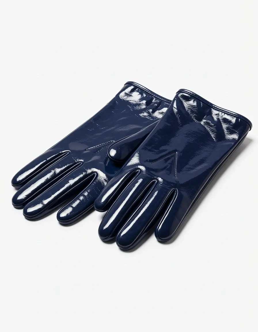 Navy-blaue Handschuhe mit glänzendem Lack-Finish